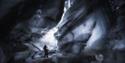 A guest looking around inside the ice cave