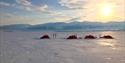 A tent camp in wintertime