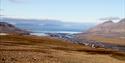 View from the summit of the Adventvalley and the fjord