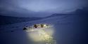 A picture of a campsite during winter at Svalbard