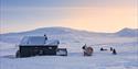 Juva Cabin in daylight on a wintery day