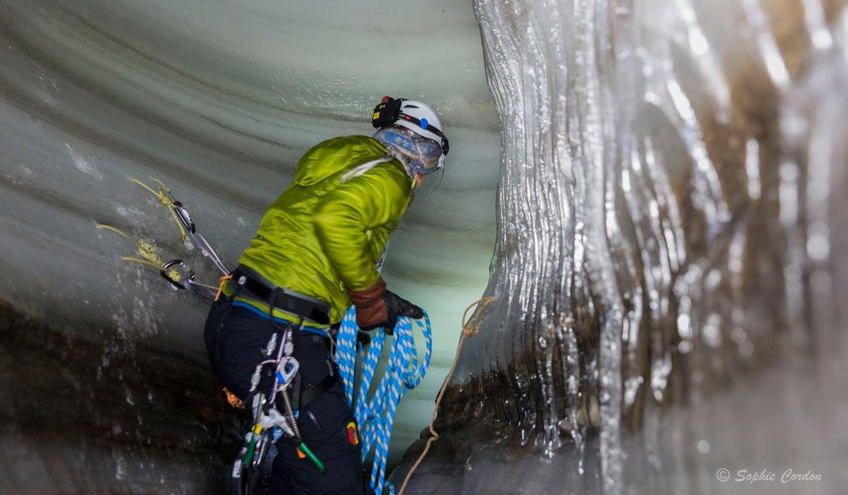 Ice cave climbing