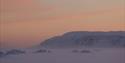 Arktisk solnedgang sett fra Nordenskiöld Lodge