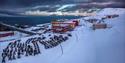 Snowmobiles parked in the centre of Barentsburg