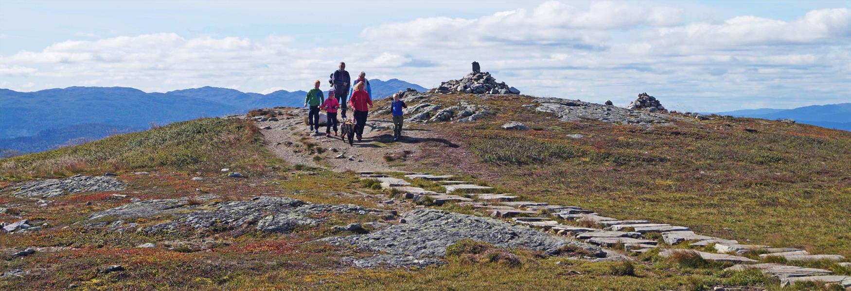 group of hikers at the falconry in Rauland