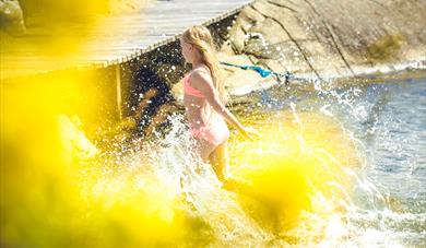 girl bathing on island Sandøya