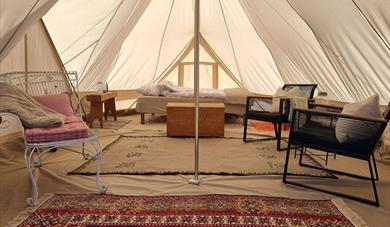 furnishings for glamping tents at Svenseid Alpakka