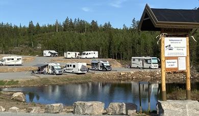Motorhomes at Villmarkseventyret motorhome parking 