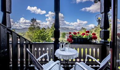 view from the balcony at Straand Hotel in Vrådal
