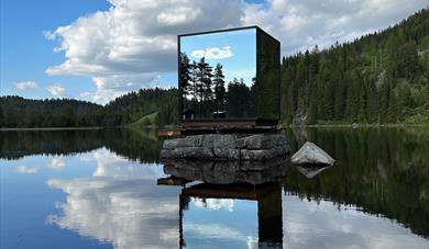sauna at Spegle on a stone wall in the water