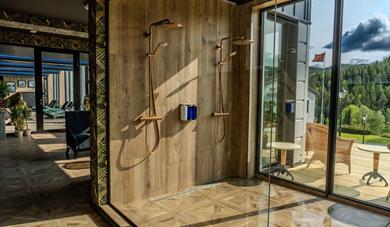great shower at the spa department of Morgedal Hotel