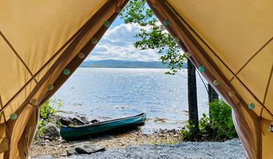 view from glamping tent at Bolkesjø Gård