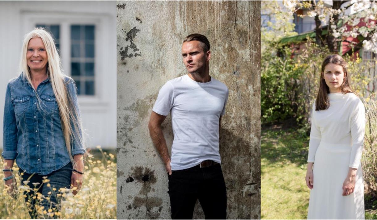 bildecollage av bilder på 3 musikere