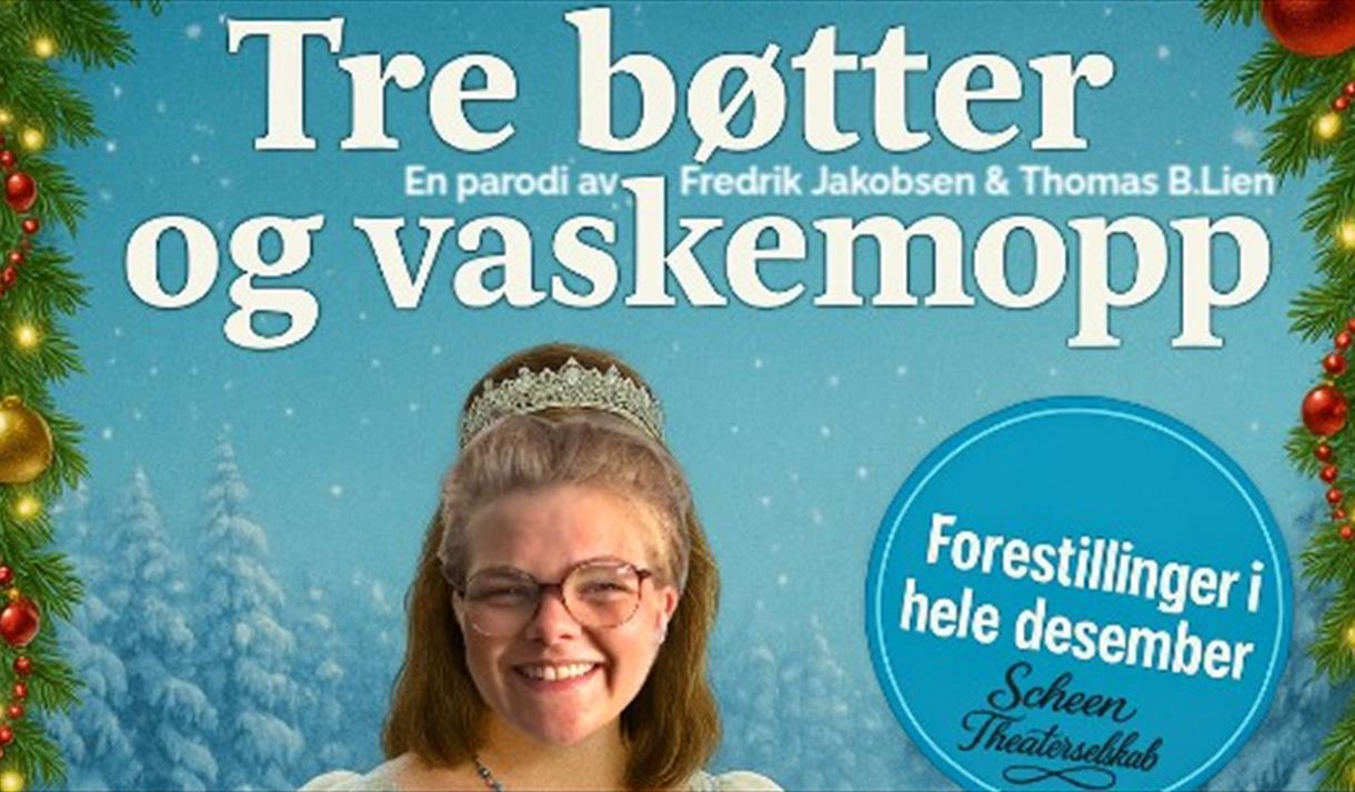 plakat til "Tre bøtter og vaskemopp"