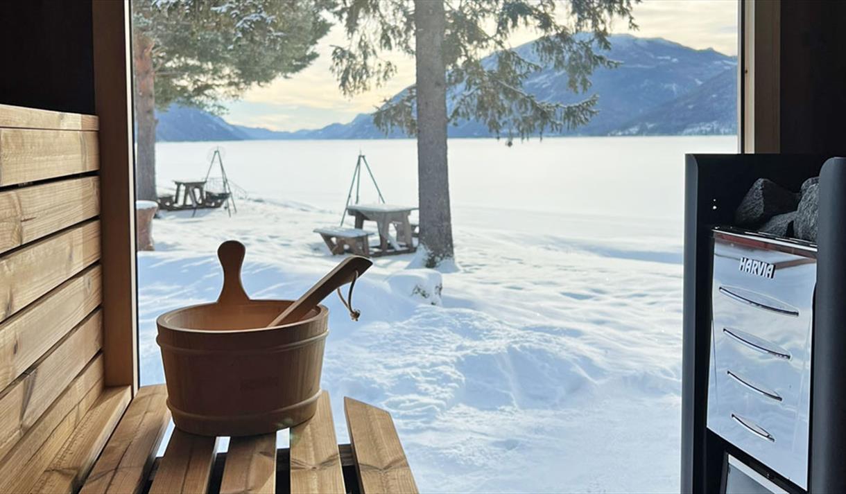 utsikten fra sauna på Sandviken Camping