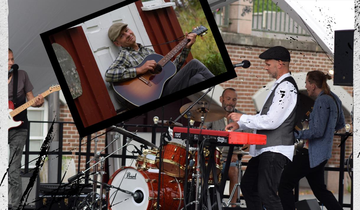 bilde av gutter med trommer og gitar