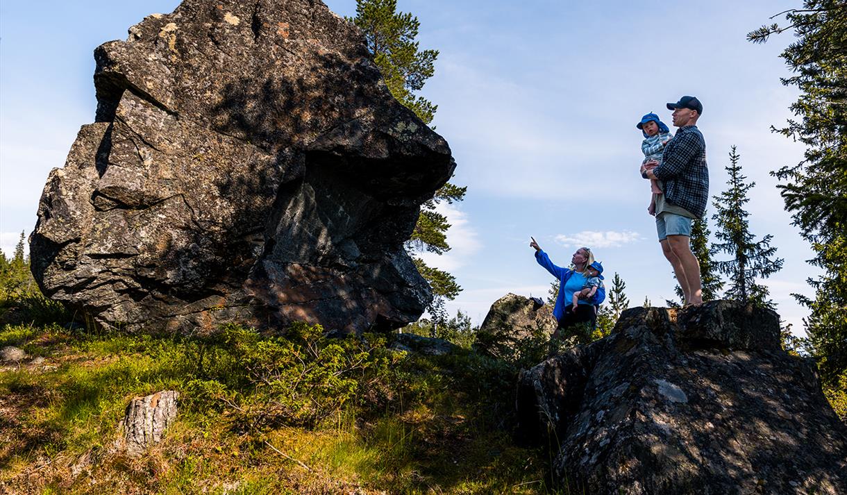 Family discovers Kjerringsteinen (the Old Woman's Stone).