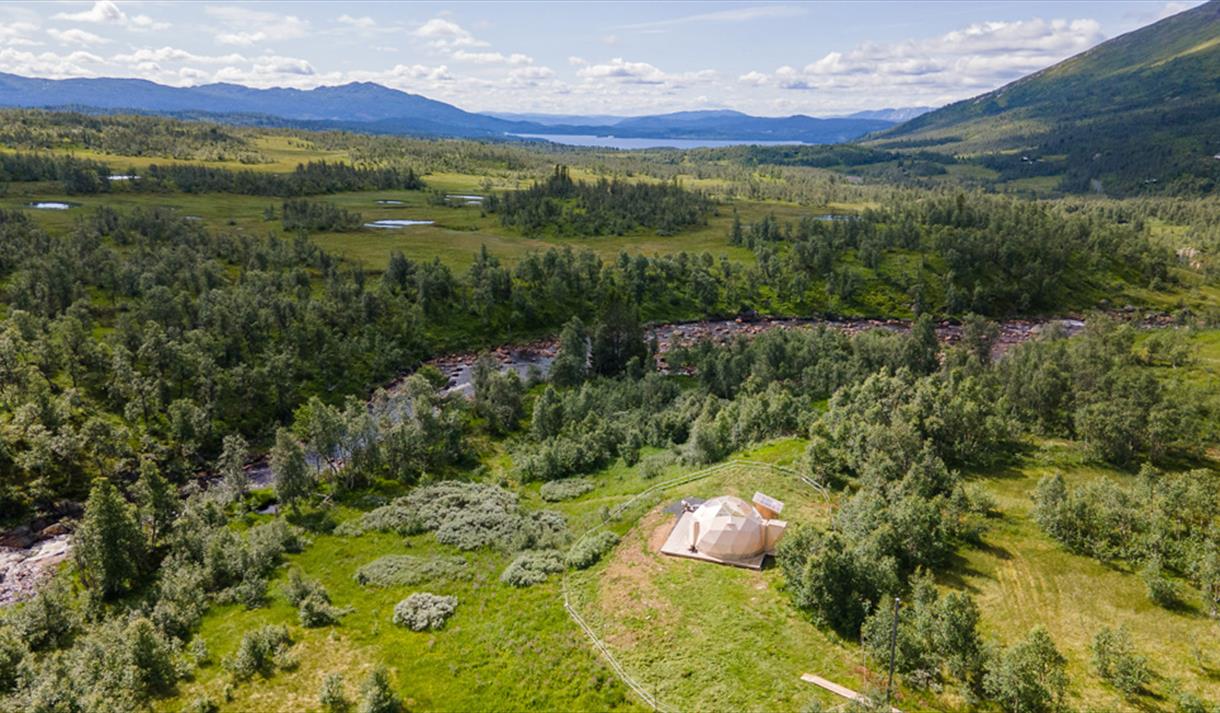 drone image of the Arctic Dome in beautiful nature on Rauland