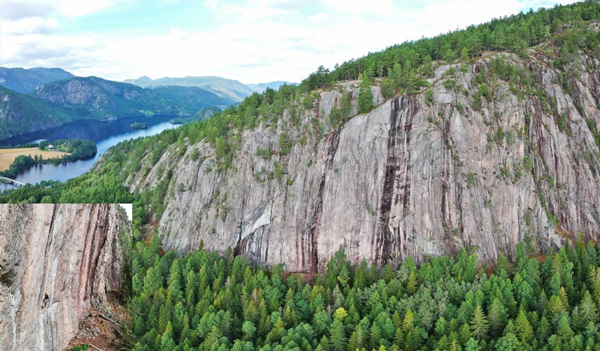 fjellvegg på Sundenuten i Kviteseid