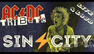 plakat til "Sin/City- AC/DC Tribute band"