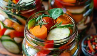 Glass med fermenterte grønnsaker