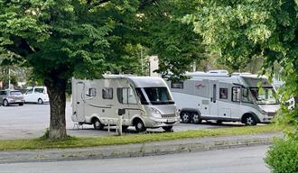 motorhomes on the motorhome parking lot in Porsgrunn