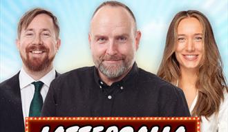 plakat med to menn og en dame