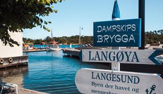 skilt på Dampship brygga i Langesund