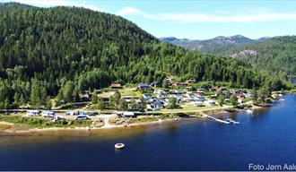 drone image of Øyne Camping in Fyresdal