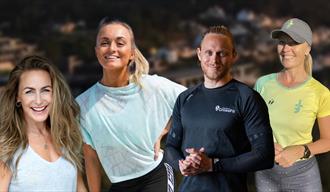 Treningsweekend Kragerø, 3 damer og 1 mann i treningsklær