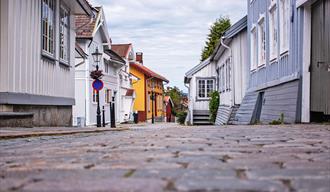 street in Snipetorp district in Skien