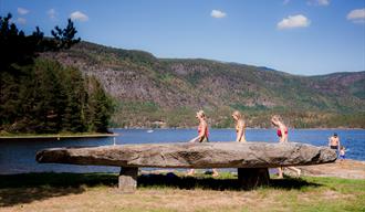 group of girls on Telnessanden beach and swimming area