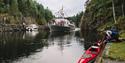 MS Telemark on the Telemark Canal with kayaker