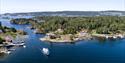 Risøysundet in Porsgrunn. The island Bjørkøya to the right and the island Siktesøya to the left.