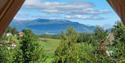 view from the glamping tent at Svenseid Alpakka