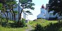 the houses by langøytangen lighthouse on the island Langøya in Langesund