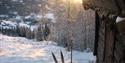 From the Winter, Sondre's cabin with original skis outside