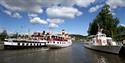 3 canal boats meeting by the locks in Lunde