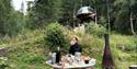 Tree-top igloo by the Lårdalselva River in Dalen