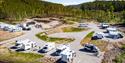 motorhomes at Villmarkseventyret camping in Drangedal