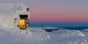 Gaustatoppen tourist cabin in winter