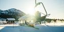 skier in ski lift at Rauland ski center