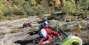 group of climbers on their way up via ferrata at Gautetall in Drangedal