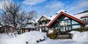 Entrance Straand Hotel in winter