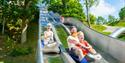 children and adults on a slide in Foldvik family park