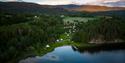 dronebilde av Lystang Camping på Notodden
