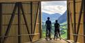 Couple on bicycles at the viewpoint in Flatdal.