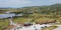 drone image of the Vierli cafeteria and the surrounding cabins