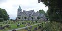 Gjerpen church in Skien and the cemetery