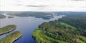 Storfjorden in the middle part of Lake Toke with Hamøya to the right